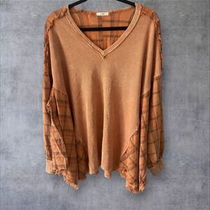 Womens Flannel Oversized Shirt 90's Vibes Boho Grunge Plaid Slouchy Baggy Large